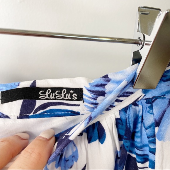 LuLu’s Blue White Floral Skater Mini Skirt XS - Picture 5 of 7